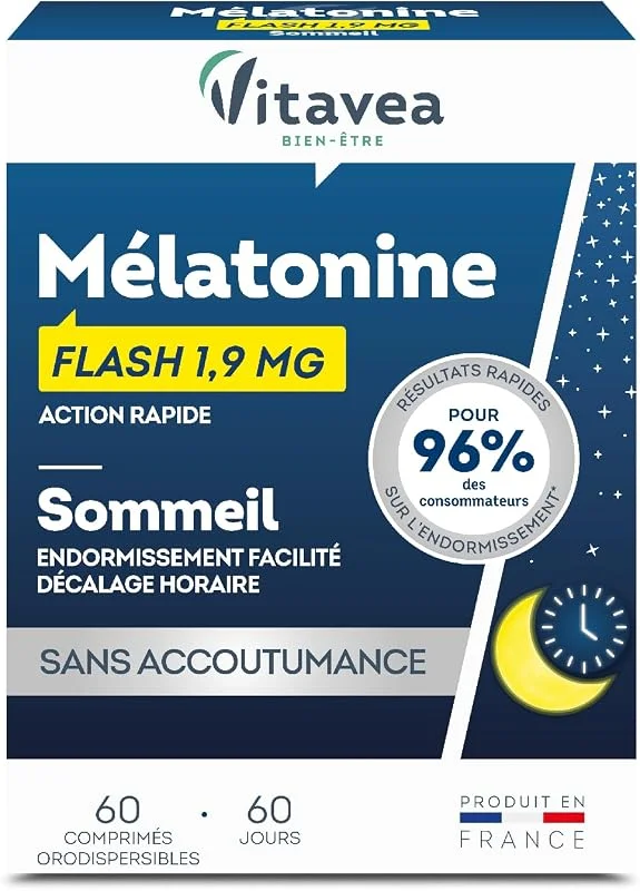 Vitavea Bien-être - Mélatonine 1, 9 mg Sommeil Endormissement - Cure 2 — Complements alimentaires