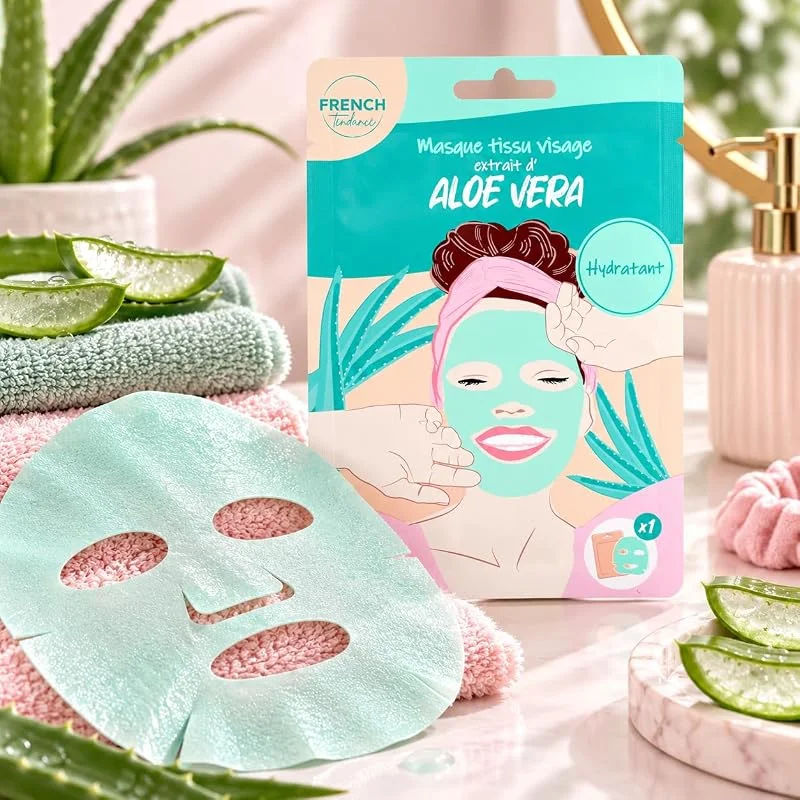 Masque Aloe Vera en Tissu - Soin Visage Express en 10 Minutes - Peau Douce et — Soin de la peau
