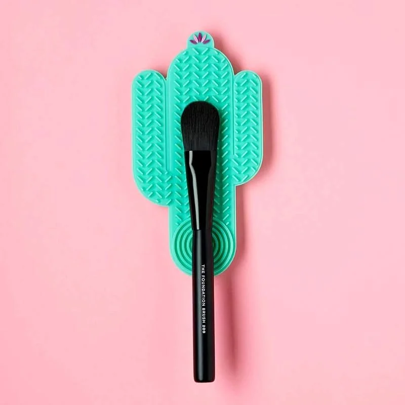 3INA MAKEUP - Cactus Cleanser - Vert - Brosse portable en silicone et Eponge nettoyante - Nettoyant