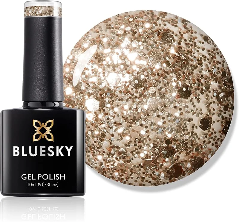 Vernis à ongles gel Bluesky, Button Gold DC002, paillettes, longue durée, résistante — Maquillage