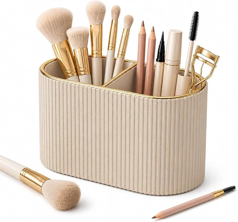 GORESE Porte-pinceaux de Maquillage, Organisateur Maquillage en Cuir PU Rangement Pinceaux
