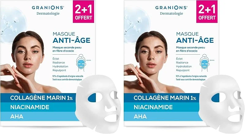 Masque Collagene Acide Hyaluronique - Granions - Anti Age - Fermete Visage (Lot de — Soin de la peau