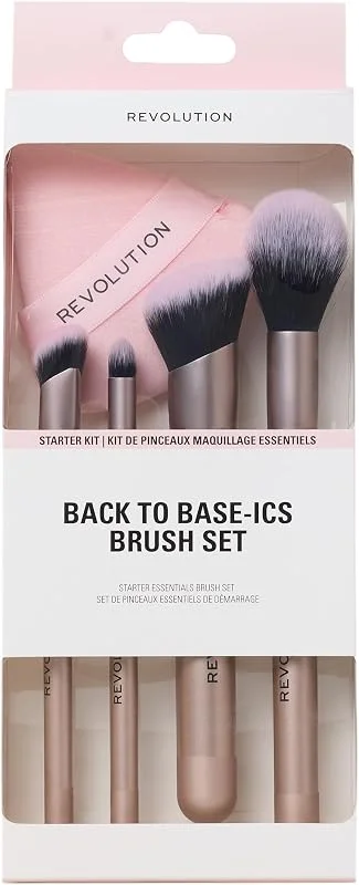 Revolution Back To Base-ics Starter Essentials Brush Set, Coffret de 4 pinceaux — Maquillage