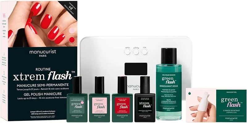 Manucurist Kit Ongle Gel UV Complet Xtrem Flash Poppy Red & Hortencia — Maquillage