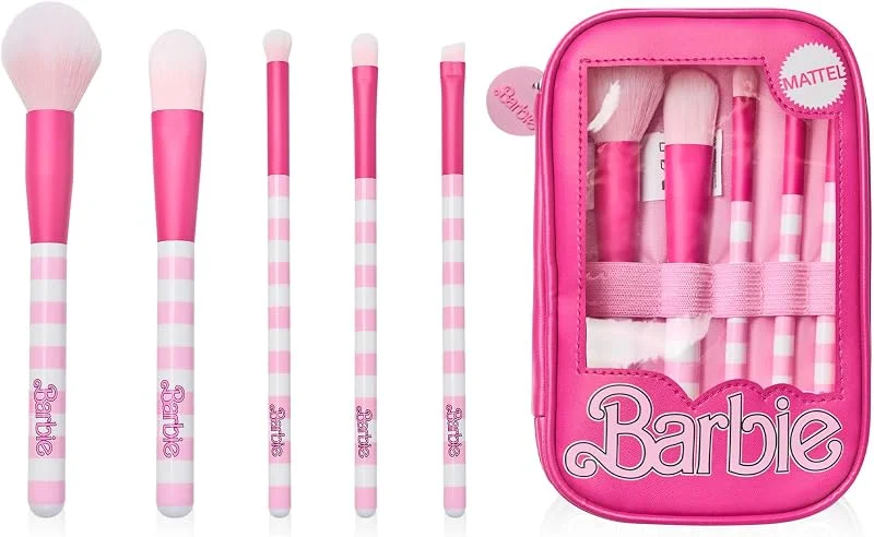 Barbie Ensemble de pinceaux de maquillage pour femmes, Mélangeurs de beauté avec étui de rangement