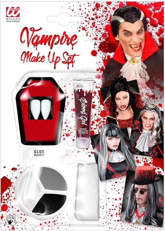 W WIDMANN MILANO Party Fashion - Kit de maquillage vampire, palette variée, éponge d'application