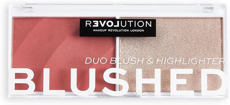 MakeUp Revolution Relove Blushed Duo Blush & Highlighter – Mat, scintillant, beige — Maquillage