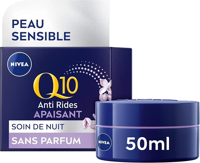 NIVEA Q10 Soin de Nuit Visage Apaisant Anti-Rides Sensitive, 50 ml — Soin de la peau