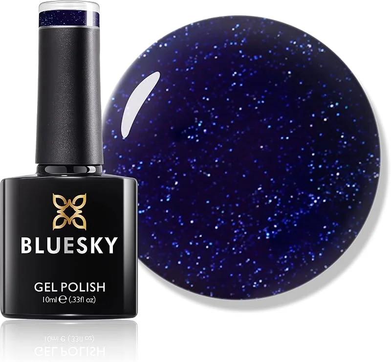 Vernis à ongles gel Bluesky, Caring, AW19, Blue Glitter, longue durée, résistant aux — Maquillage