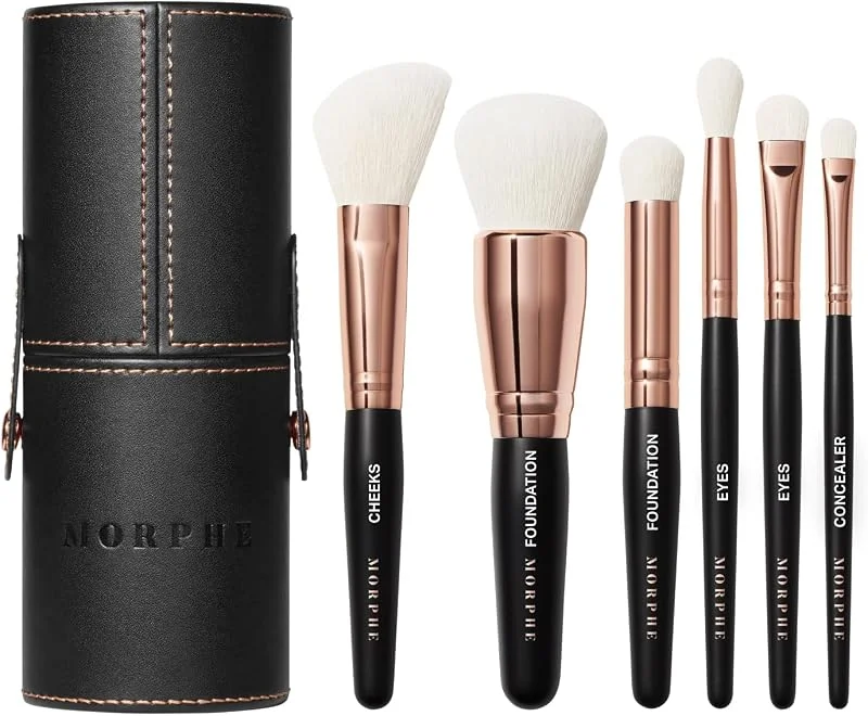 Morphe Rose Away Lot de 6 pinceaux de maquillage pour les yeux et le visage avec poils synthétiques