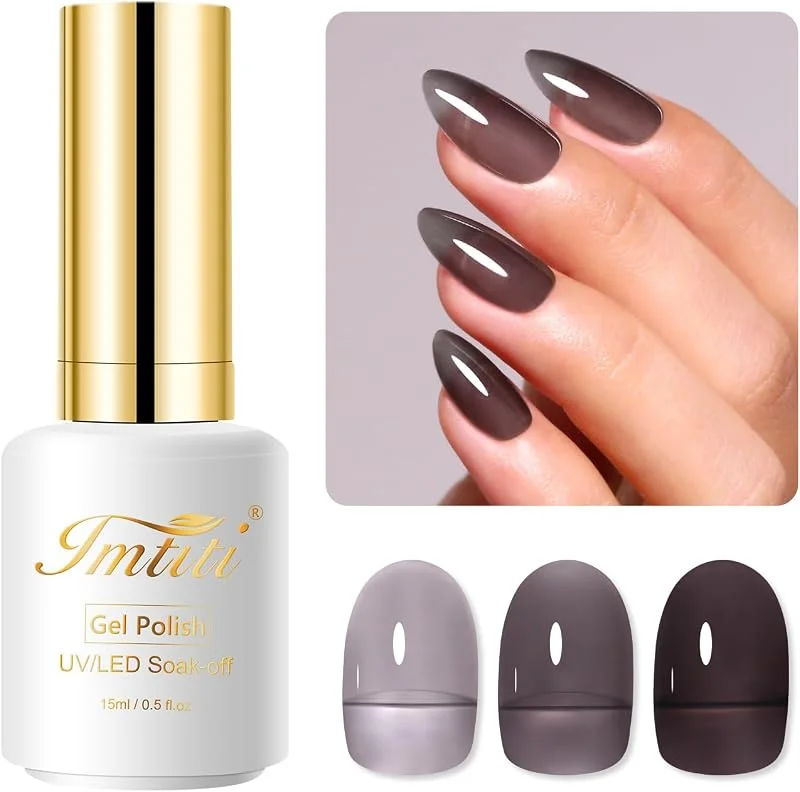 Vernis Semi Permanent Transparent Noir Clair, 15ml Naturel Cristal Noir Clair Gelée — Maquillage