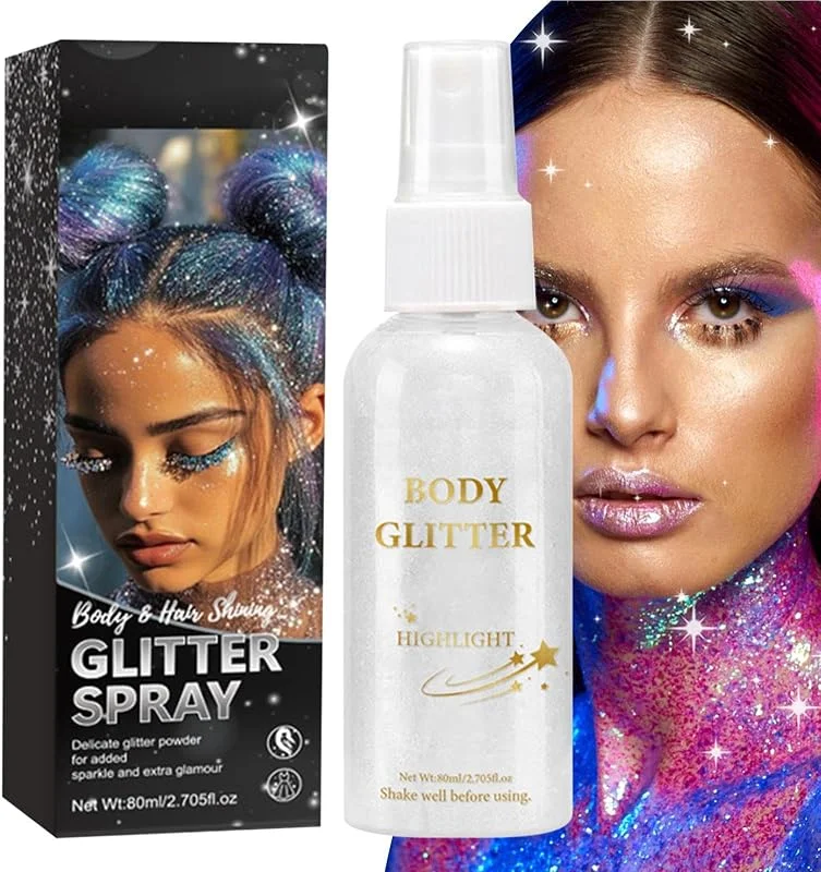 Spray Pailleté pour Cheveux Poudre Holographique à Paillettes Illuminatrice — Maquillage