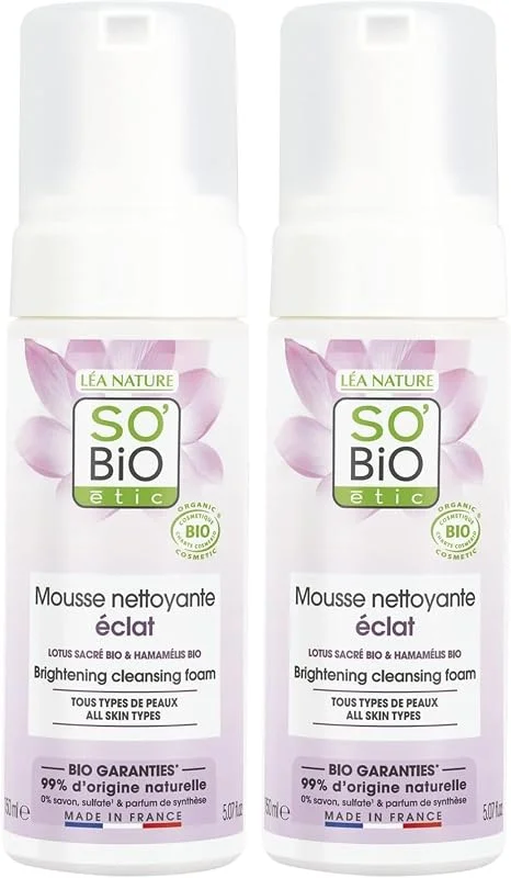 So'Bio étic - Mousse nettoyante éclat, Lotus sacré bio, tous types de peaux (Lot — Soin de la peau