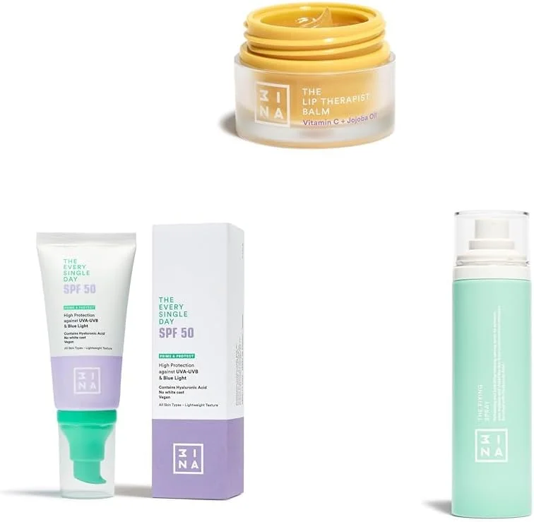 Bundle of 3INA MAKEUP - The Lip Therapist Balm + The Every Single Day SPF50 + The Fixing Spray