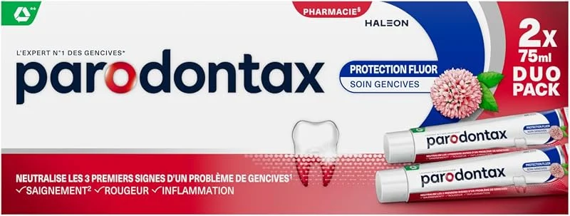 PARODONTAX Dentifrice Protection Fluor, Gencives Saines, Lot de 2 x 75 ml — Soin de la peau