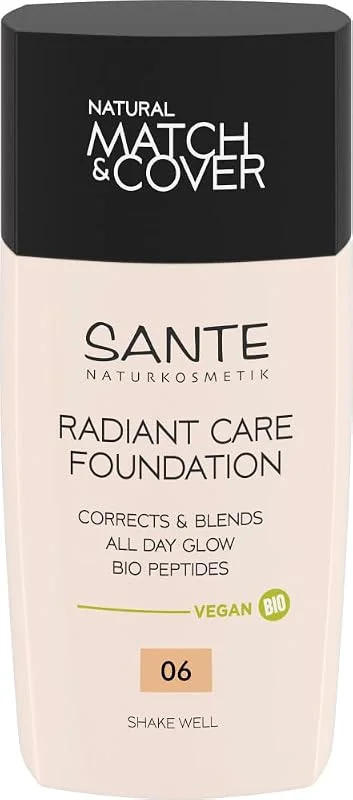 SANTE Naturkosmetik Radiant Care Fond de teint 06 Warm Beige, végétalien avec peptides — Maquillage