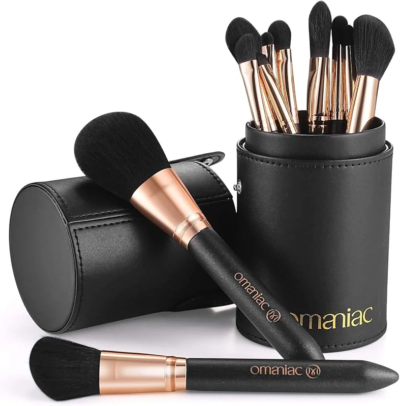 OMANIAC Pinceaux Maquillages Professionnel, 12 Kit Pinceaux Maquillages + Porte-Brosses