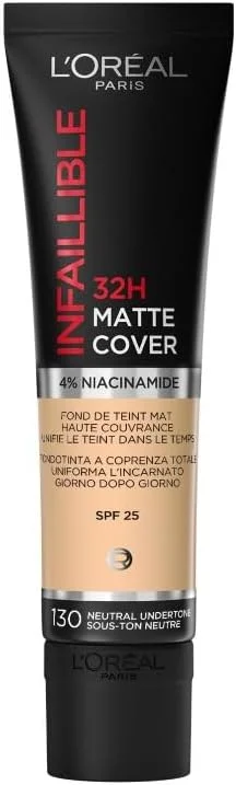 L'Oréal Paris - Fond de Teint Mat Haute Couvrance Waterproof - Longue Tenue - Léger & — Maquillage
