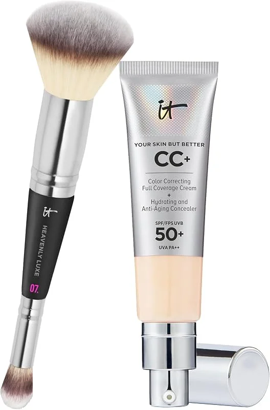 IT Cosmetics, Lot de 2 produits, Crème CC+ Anti-Âge Your Skin But Better, Haute (32 ml) — Maquillage