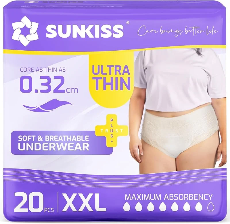 SUNKISS TrustPlus Couche Adulte Femme Ultra Fine XXL, 20 Unités — Soin de la peau