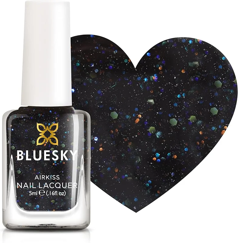 Bluesky Vernis à Ongles Enfant – STARRY NIGHT, Noir à Paillettes Multicolores. Peel-Off — Maquillage