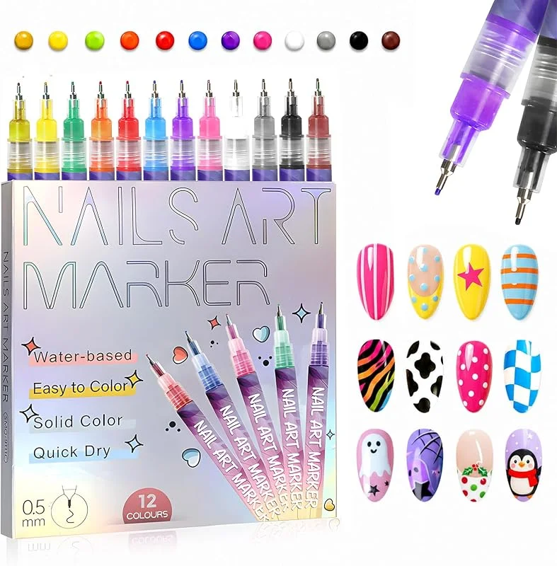 Stylo Vernis à Ongles - 12 Couleurs, 0, 5 mm — Maquillage
