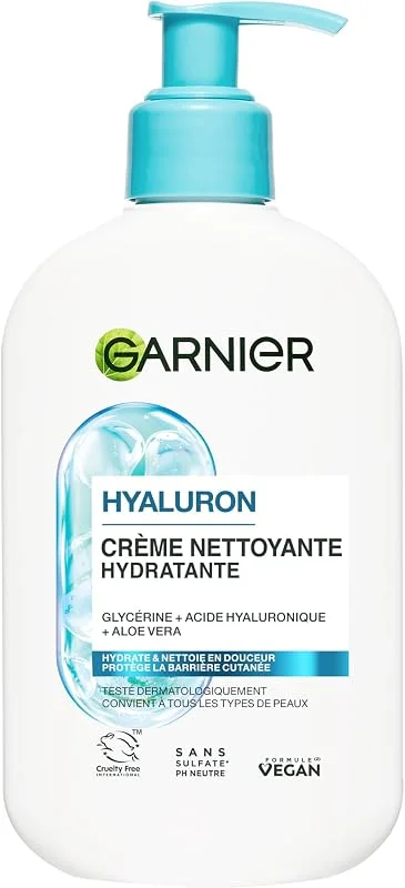 Garnier Crème Nettoyante Hyaluron Hydratante Acide Hyaluronique 250ml — Soin de la peau