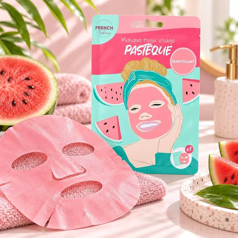 Masque Tissu Visage Facial Pastèque - Soin Nourrissant et Hydratant - Soin Express — Soin de la peau