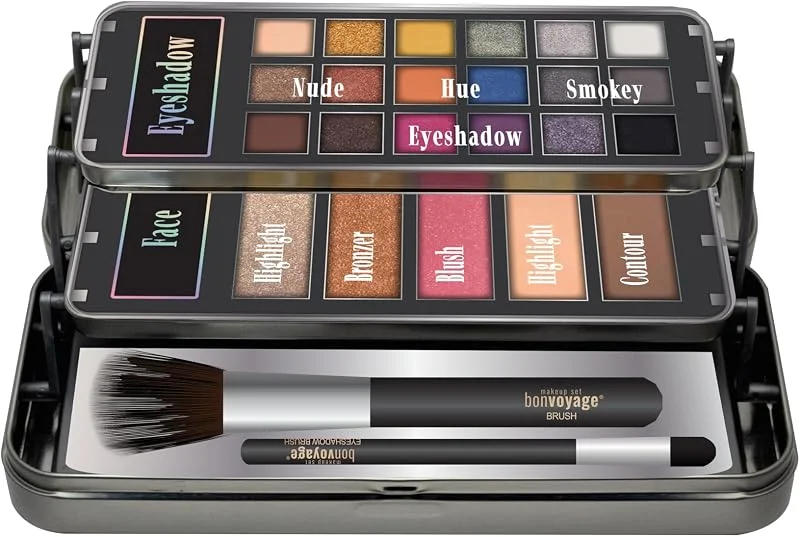 bonvoyage, Coffret Maquillage Femme avec Ombres Yeux, Maquillage Visage et Pinceaux, Inclut Bronzer
